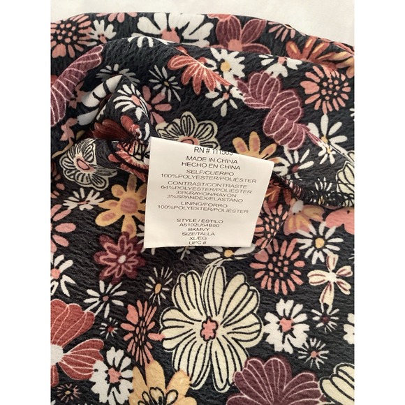 New floral babydoll sundress Woman's XL Mini Black Y2K Peasant Boho - Picture 6 of 9